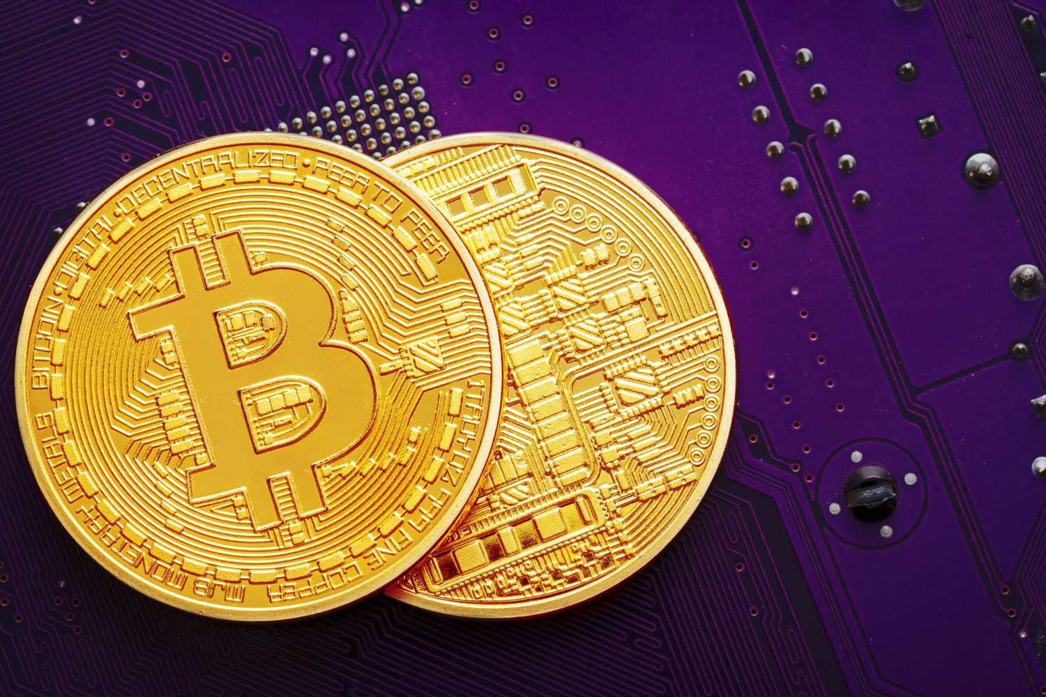 Bitcoin on a purple background